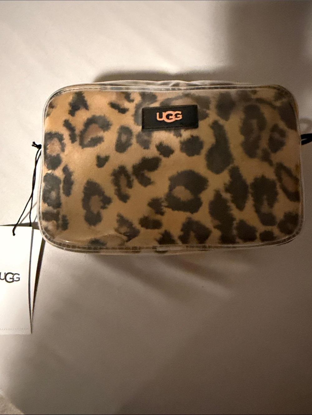 UGG Leopard Print Clear Cosmetic Pouch in Tan and Black (mini bag)